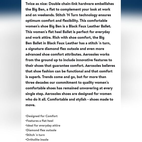 Aerosoles Comfortable Women's Ballet Shoes in Black Faux Leather Size 9.5 - Picture 9 of 9